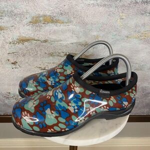 Sloggers Clog Shoes Womens Size 8 Multicolor Paw Print Waterproof Garden USA